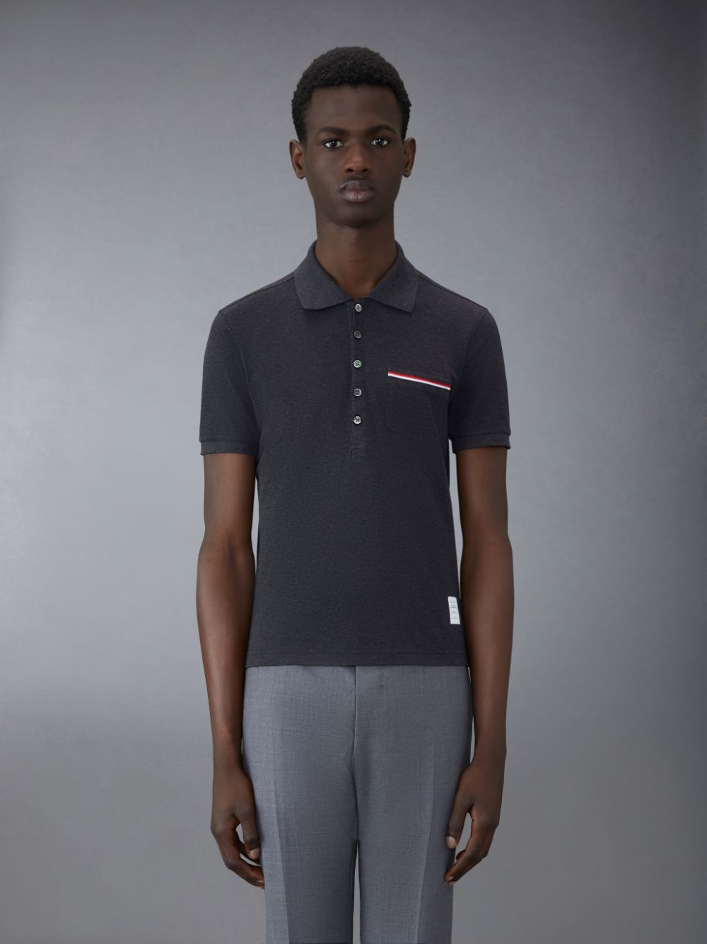 Thom Browne Pique Pocket Men Polo Shirt Grey | EVX36I32472