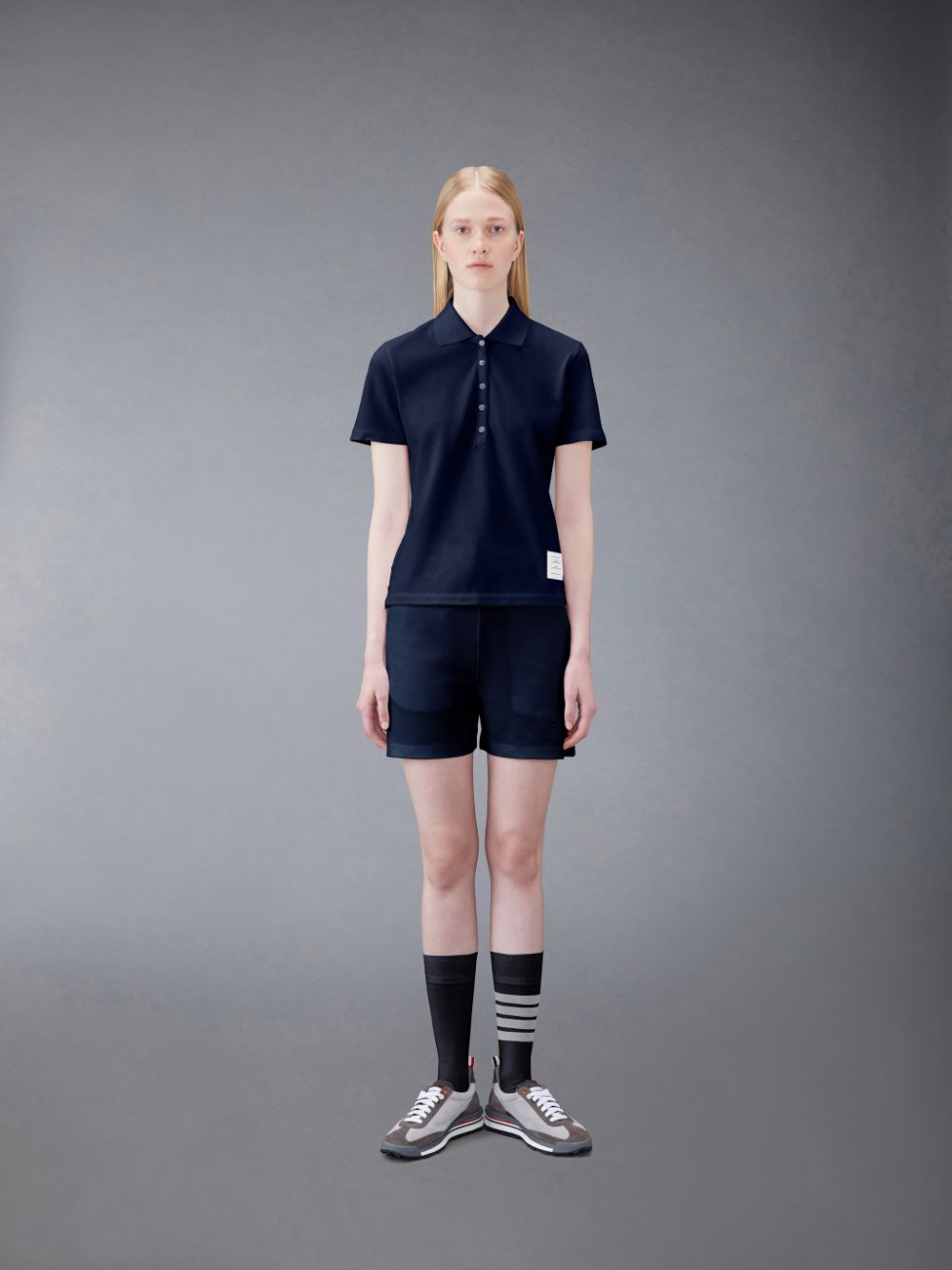 Thom Browne Pique Relaxed Stripe Women Polo Shirt Blue | NSG64B56530