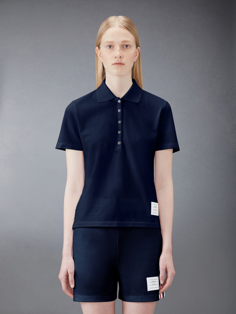 Thom Browne Pique Relaxed Stripe Women Polo Shirt Blue | NSG64B56530