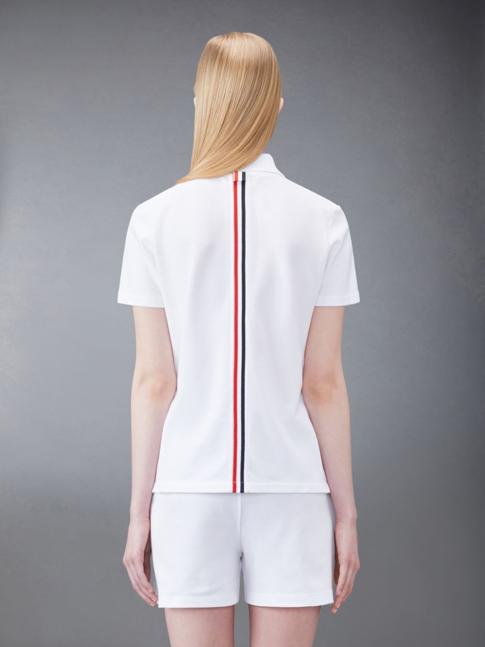 Thom Browne Pique Relaxed Stripe Women Polo Shirt White | ZRK46S02423