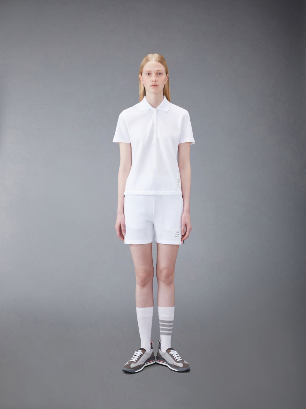 Thom Browne Pique Relaxed Stripe Women Polo Shirt White | ZRK46S02423