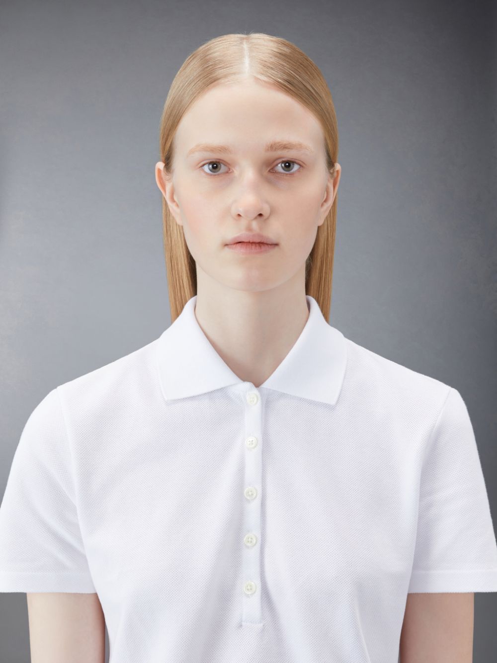 Thom Browne Pique Relaxed Stripe Women Polo Shirt White | ZRK46S02423