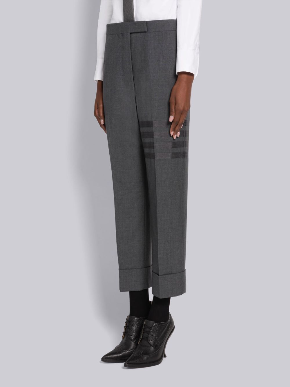 Thom Browne Plain Weave 4-Bar Classic Backstrap Women Pants Grey | DWK34G80681