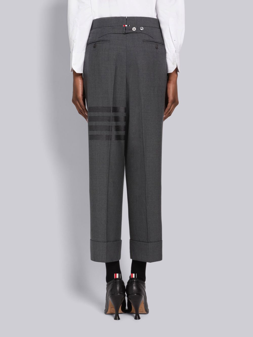 Thom Browne Plain Weave 4-Bar Classic Backstrap Women Pants Grey | DWK34G80681