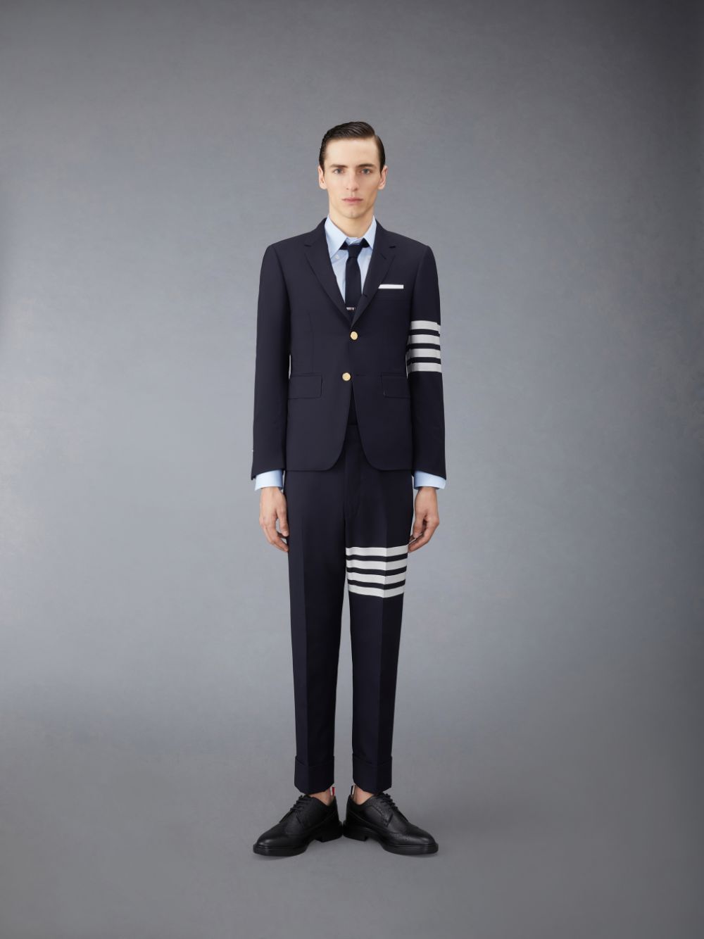 Thom Browne Plain Weave 4-Bar Classic Sport Men Coats Blue | IPY78F26376