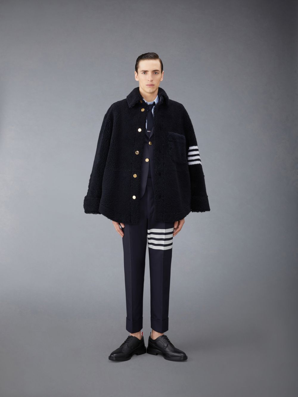 Thom Browne Plain Weave 4-Bar Classic Sport Men Coats Blue | IPY78F26376