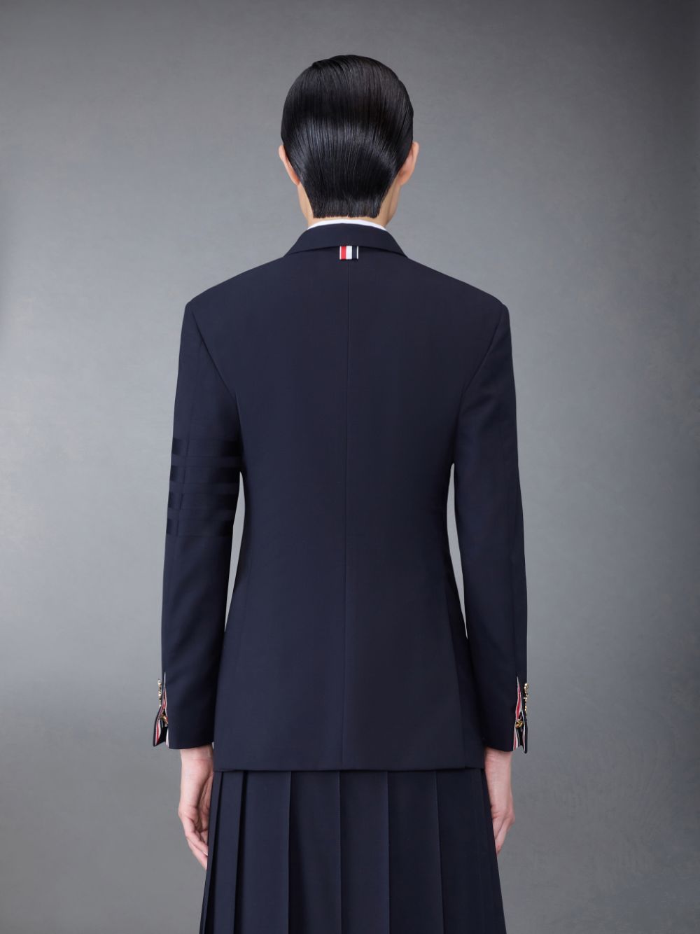 Thom Browne Plain Weave 4-Bar Elongated Single Button Sport Women Coats Blue | VAM87I91522