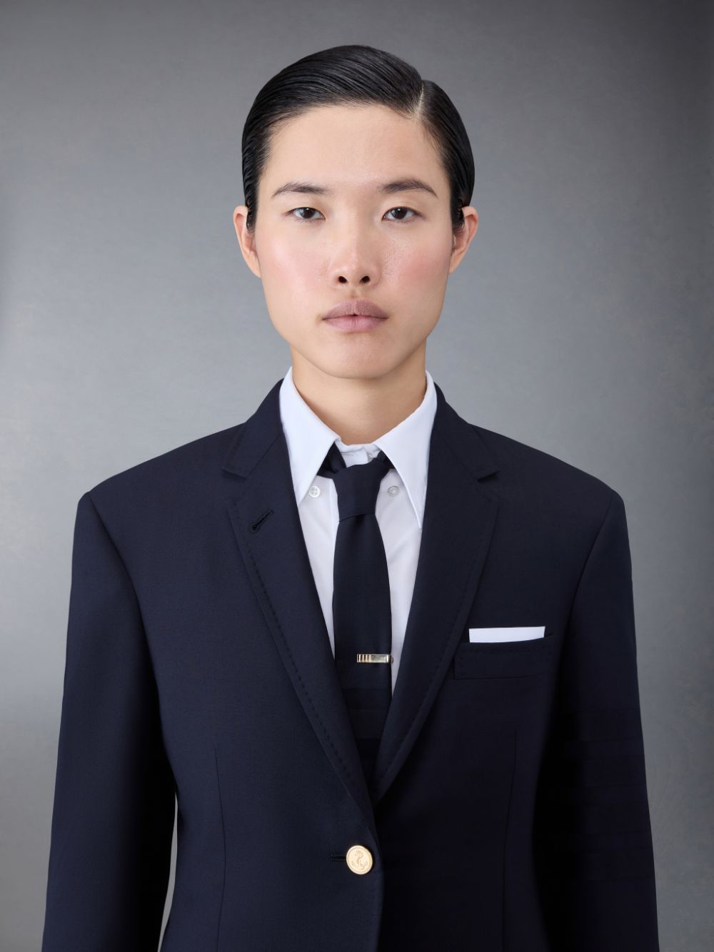 Thom Browne Plain Weave 4-Bar Elongated Single Button Sport Women Coats Blue | VAM87I91522