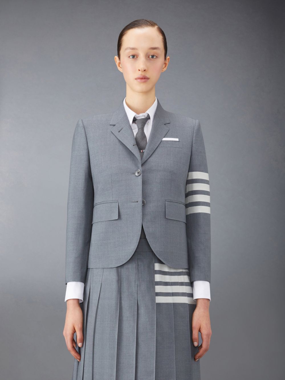 Thom Browne Plain Weave 4-Bar High Armhole Sport Women Coats Grey | ENR98Y45700