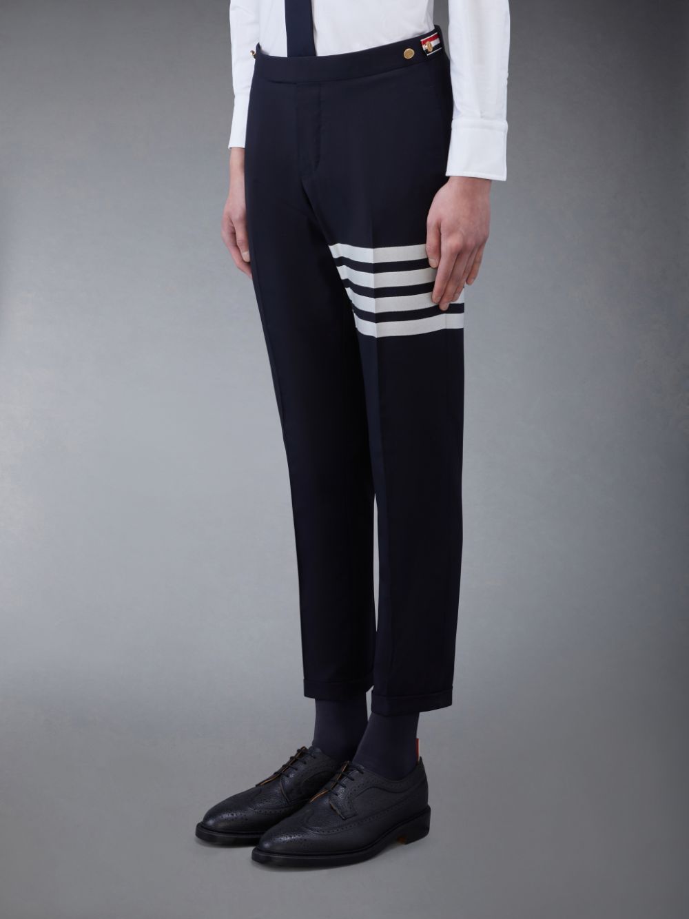 Thom Browne Plain Weave 4-Bar Low Rise Men Pants Blue | NTI12A88074