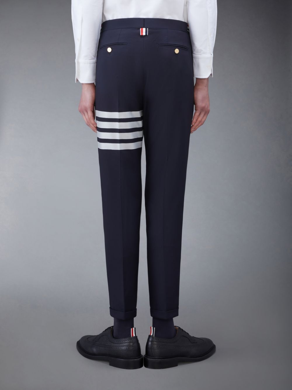 Thom Browne Plain Weave 4-Bar Low Rise Men Pants Blue | NTI12A88074