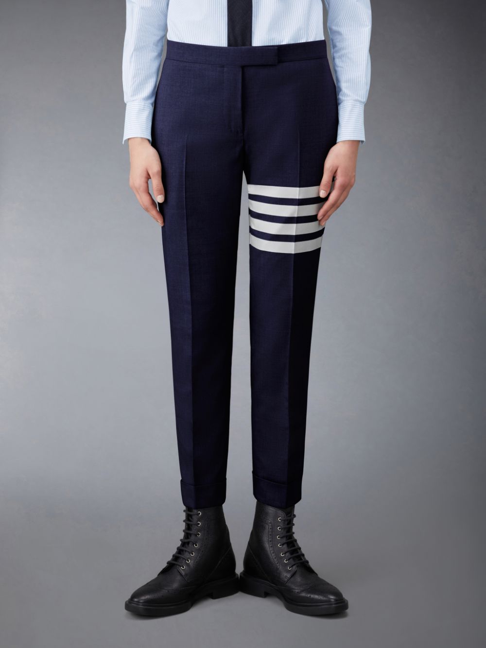 Thom Browne Plain Weave 4-Bar Low Rise Skinny Women Pants Blue | WKK77Y21372