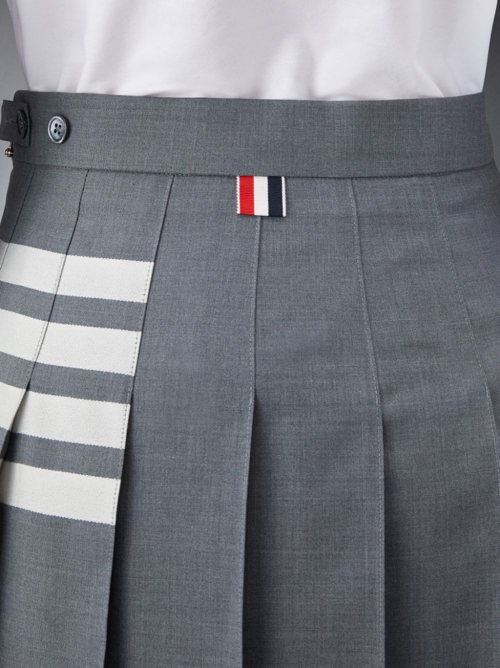 Thom Browne Plain Weave 4-Bar Pleated Mini Women Skirts Grey | TGL64Q81139