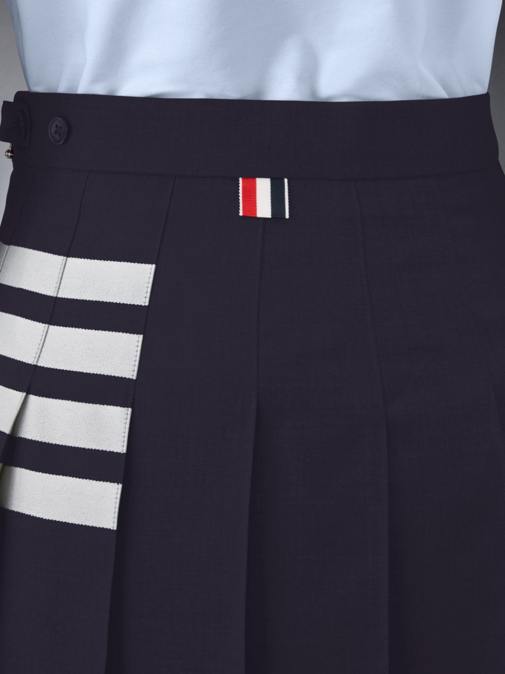 Thom Browne Plain Weave 4-Bar Pleated Mini Women Skirts Blue | CQM90Z23704