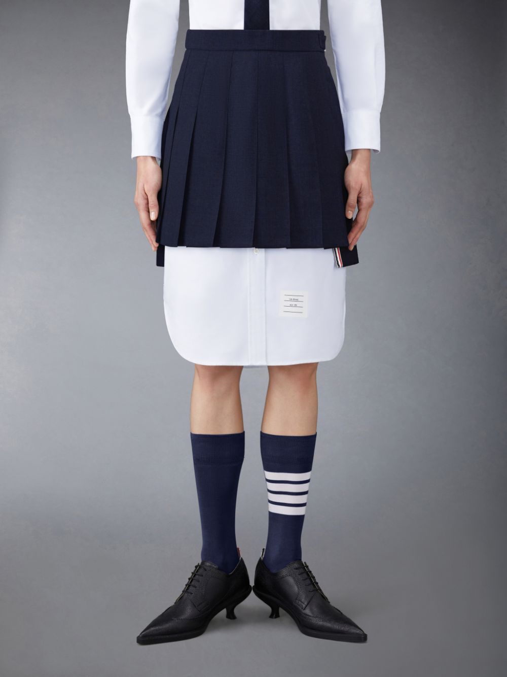 Thom Browne Plain Weave School Uniform Pleated Mini Women Skirts Blue | ZCR56V37420