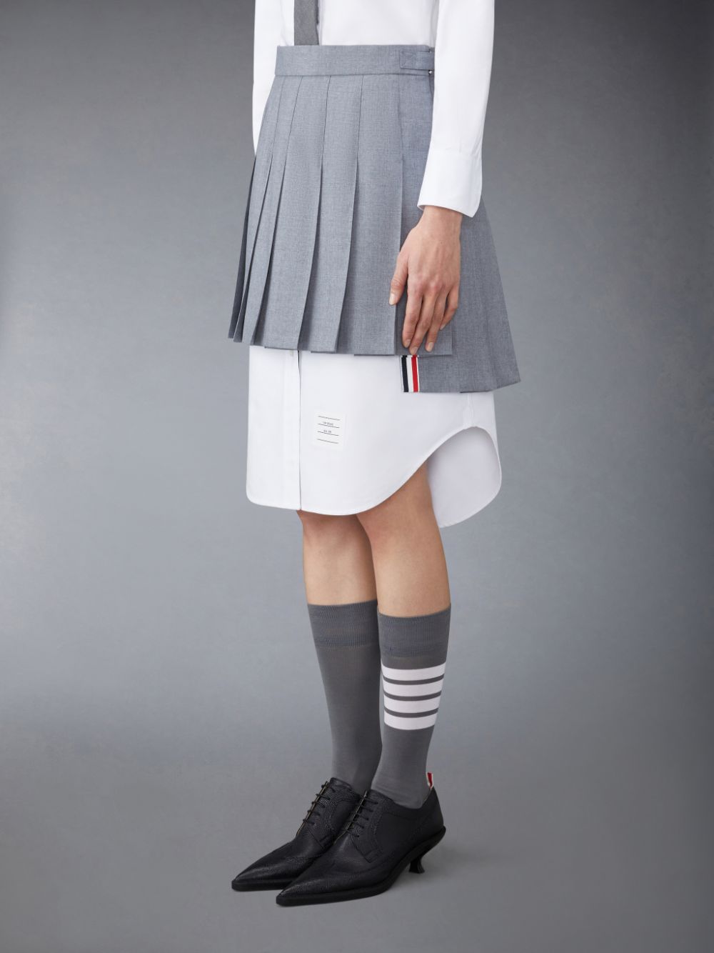 Thom Browne Plain Weave School Uniform Pleated Mini Women Skirts Grey | QGA23L21056