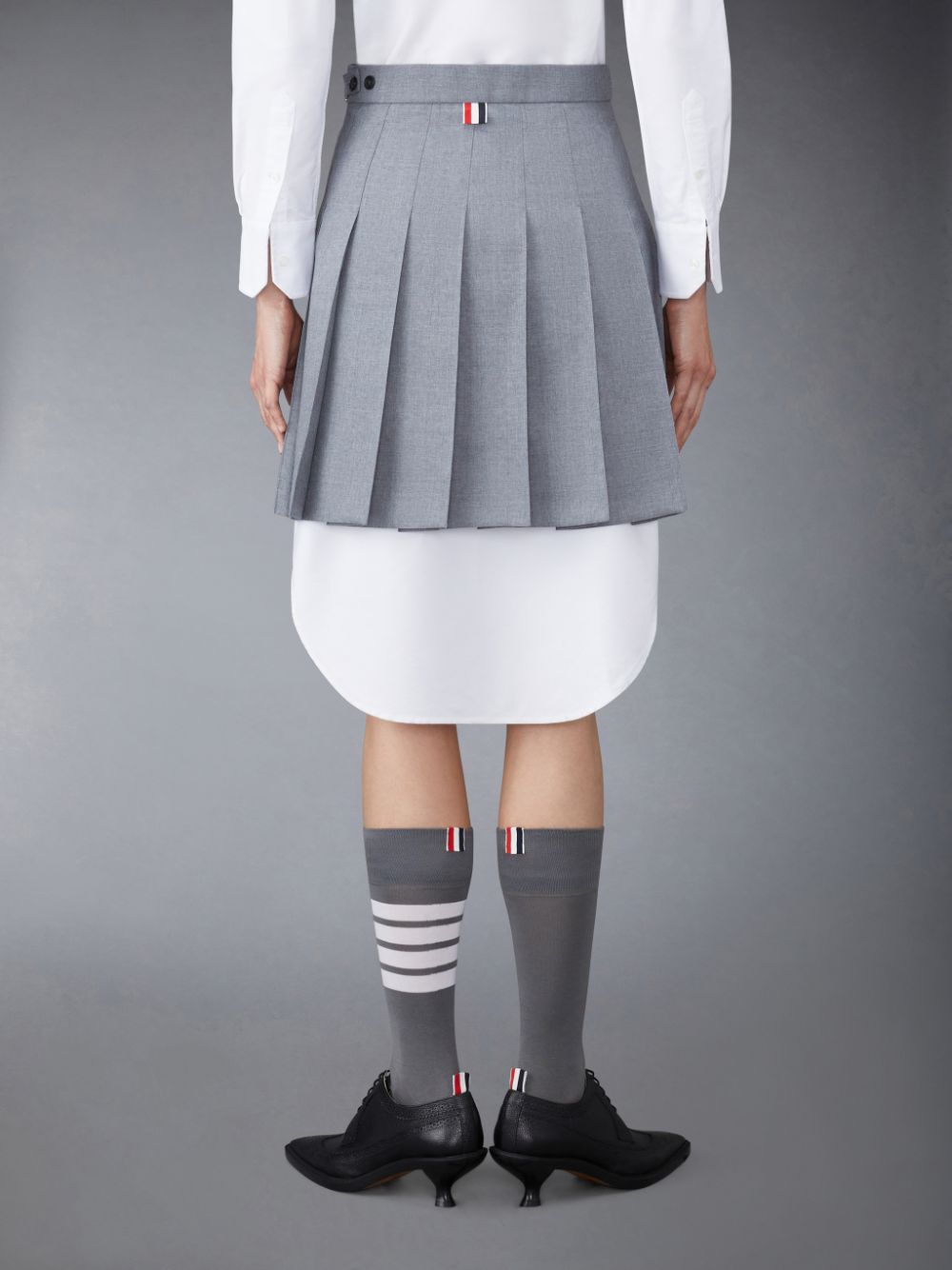 Thom Browne Plain Weave School Uniform Pleated Mini Women Skirts Grey | QGA23L21056