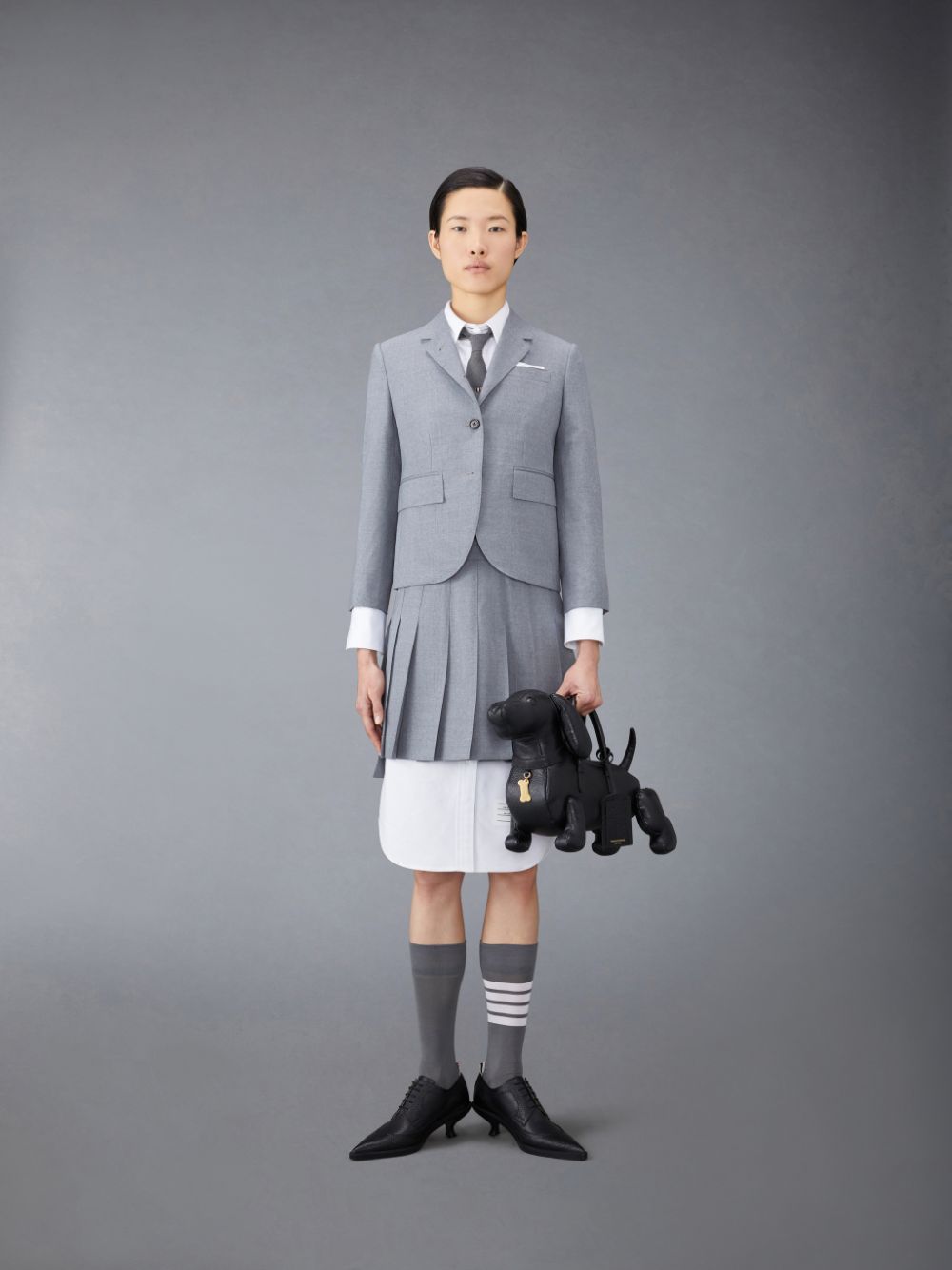 Thom Browne Plain Weave School Uniform Pleated Mini Women Skirts Grey | QGA23L21056