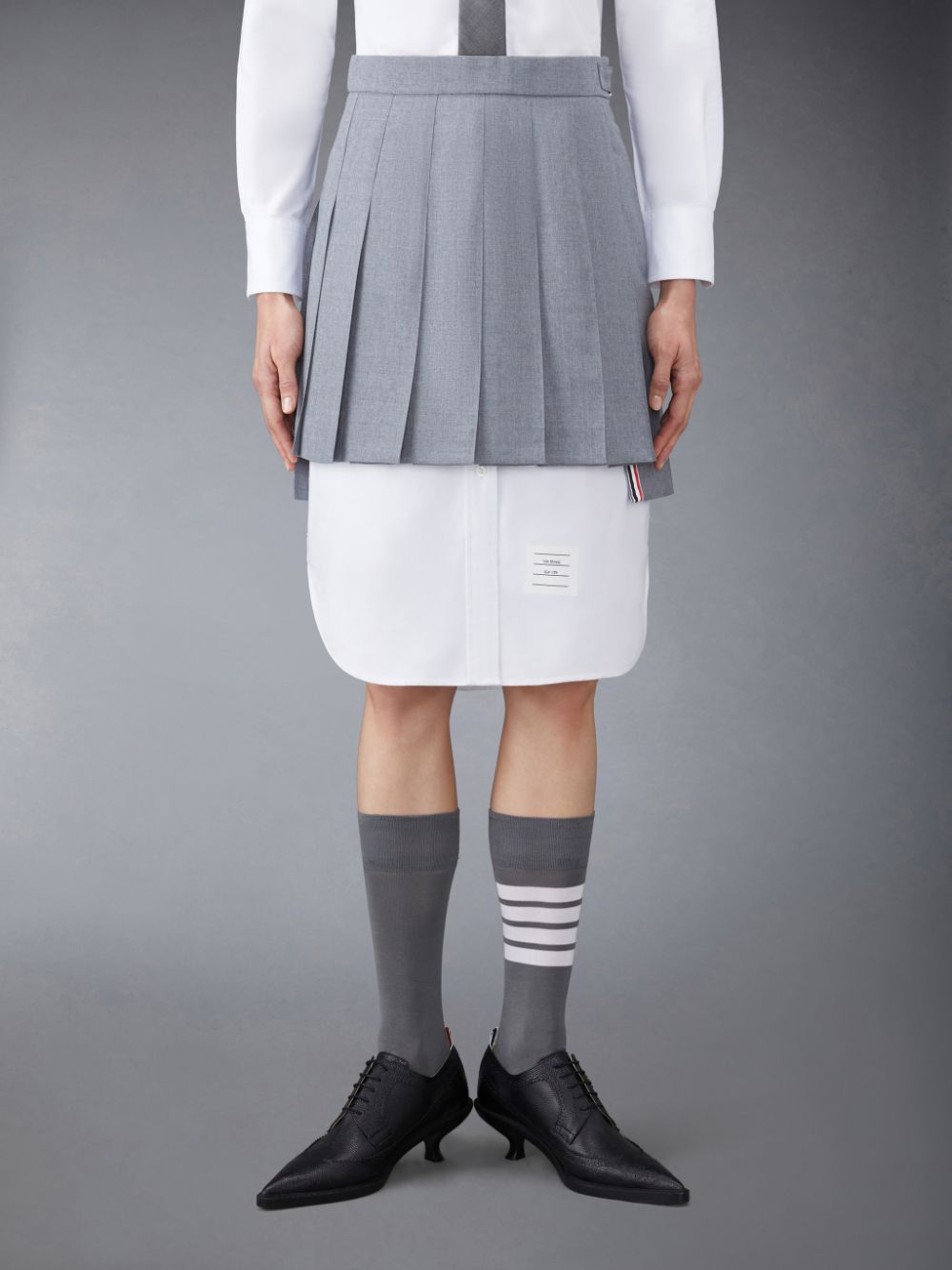 Thom Browne Plain Weave School Uniform Pleated Mini Women Skirts Grey | QGA23L21056