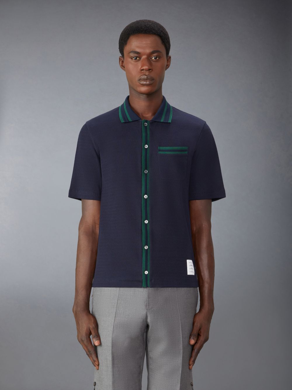 Thom Browne Pointelle Cotton Men Shirts Blue | WEG58M52989