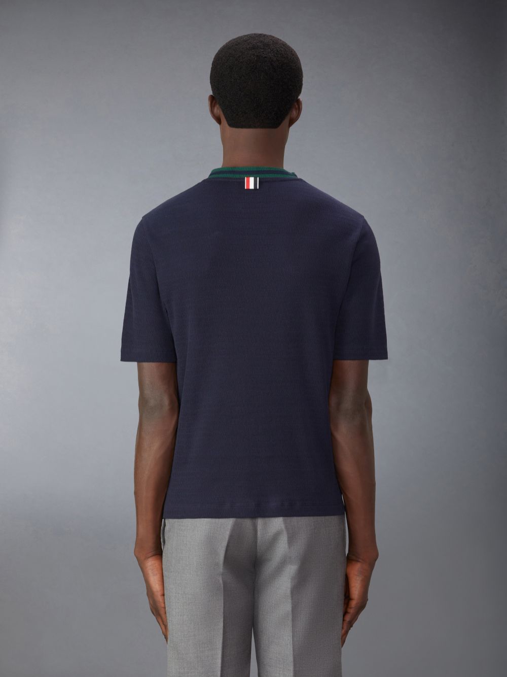 Thom Browne Pointelle Cotton Men T Shirts Blue | HYO53E78708