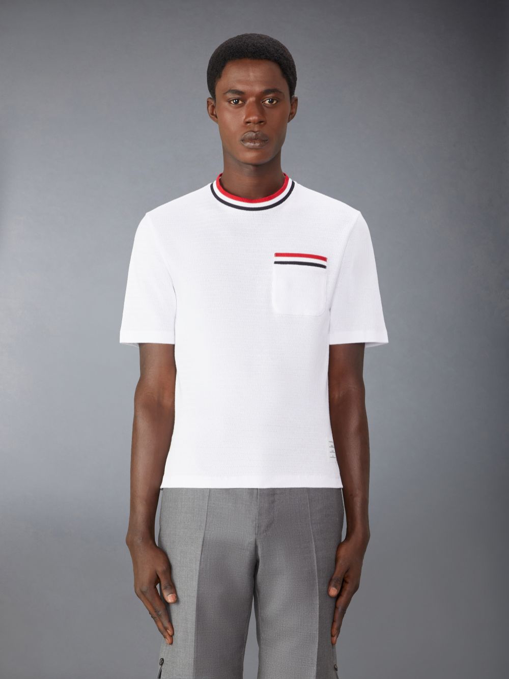 Thom Browne Pointelle Cotton Men T Shirts White | CLR22C37385