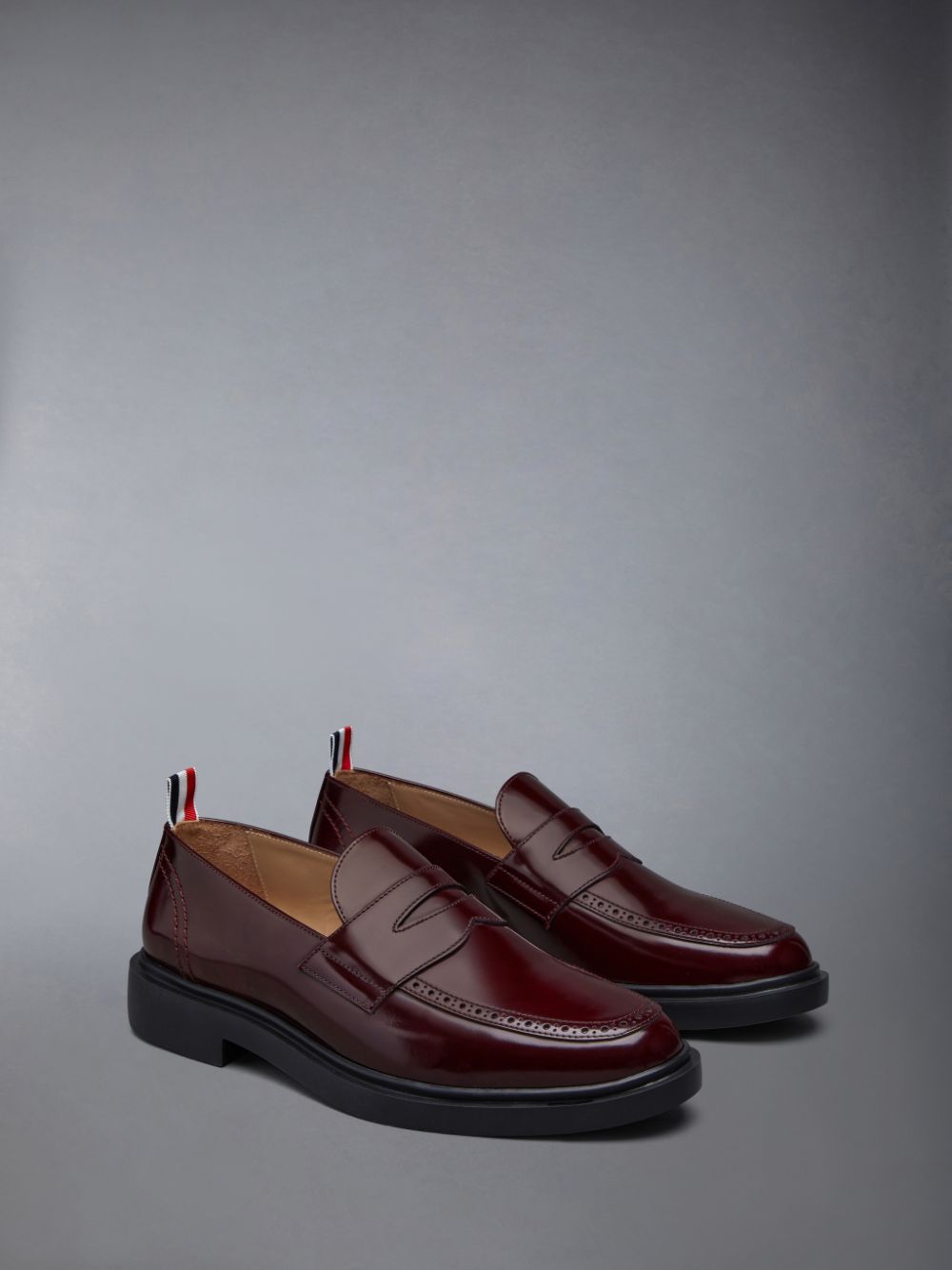 Thom Browne Polished Calf Penny Men Loafers Red | PJP44V99129