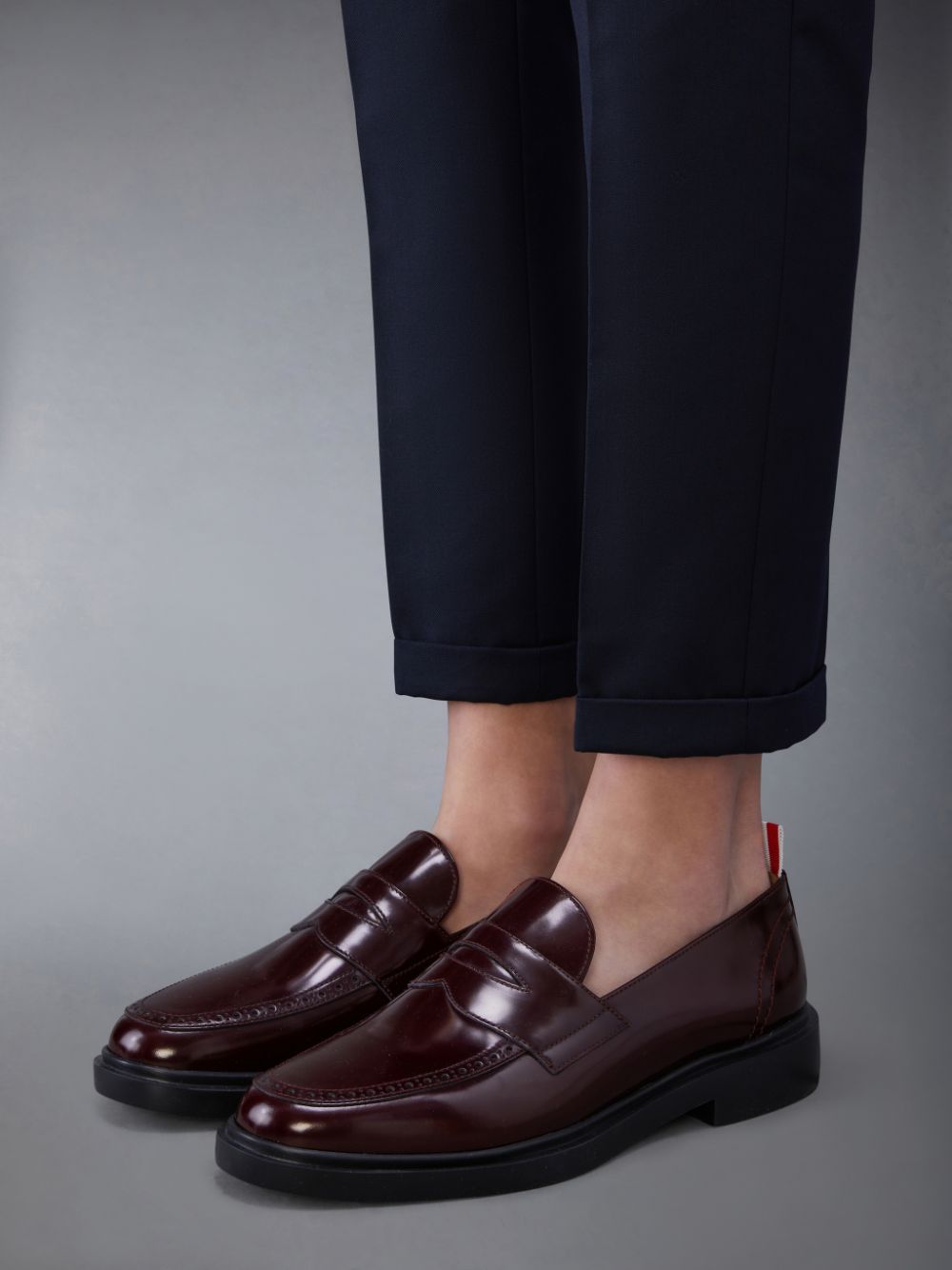 Thom Browne Polished Calf Penny Men Loafers Red | PJP44V99129