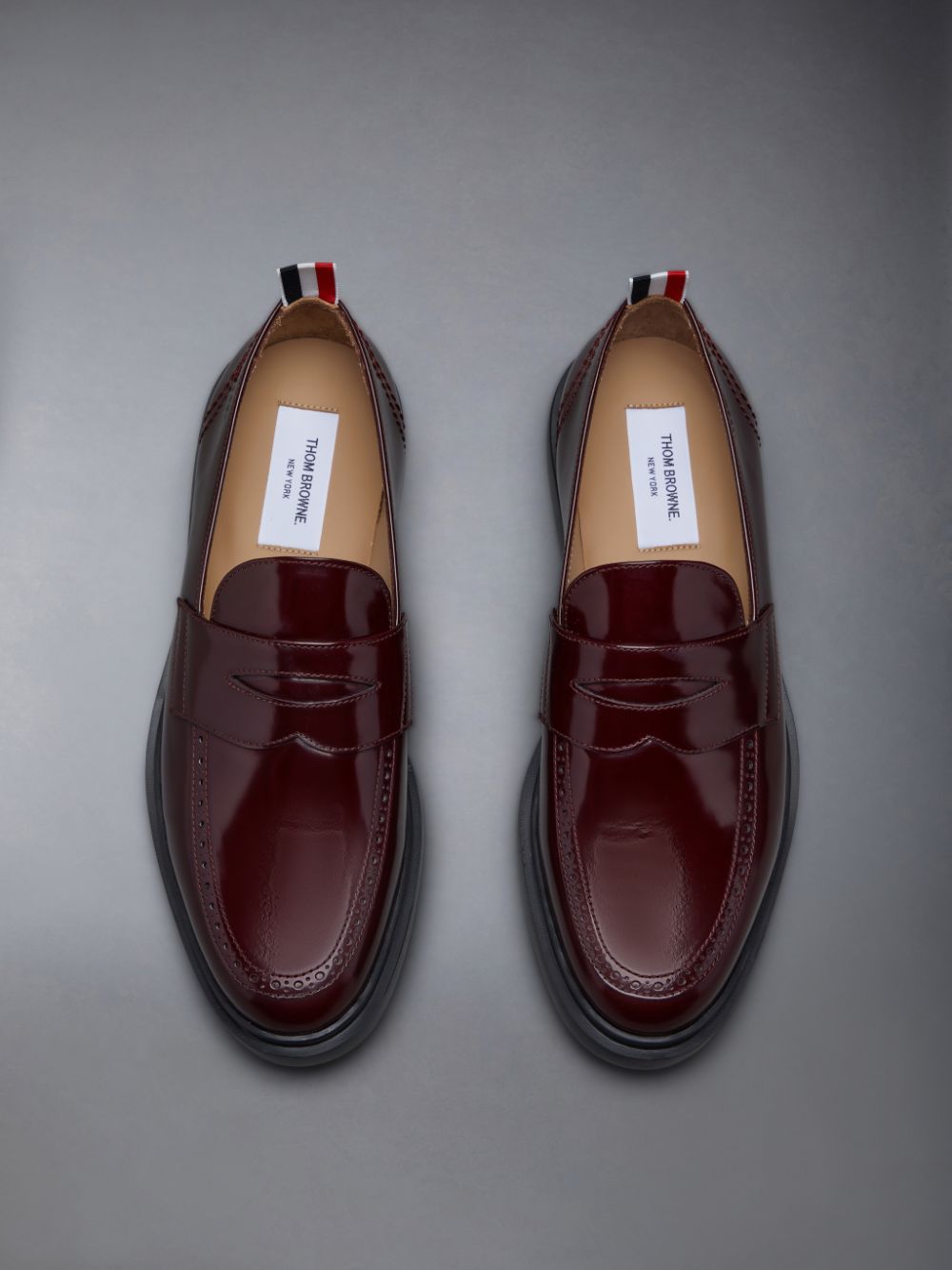 Thom Browne Polished Calf Penny Men Loafers Red | PJP44V99129