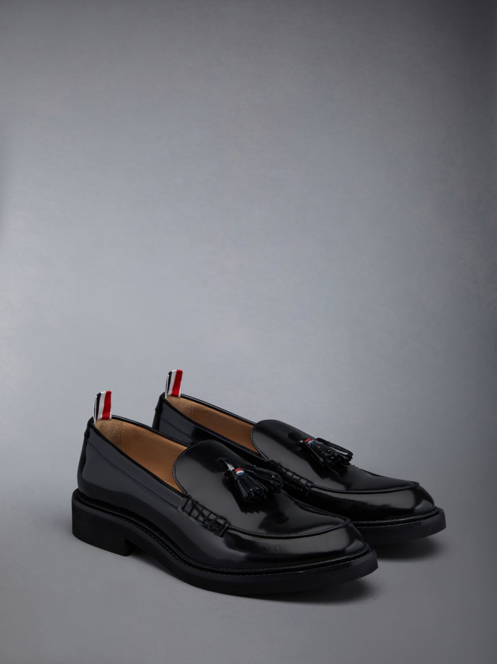 Thom Browne Polished Calf Tassel Women Loafers Black | WML89T58070