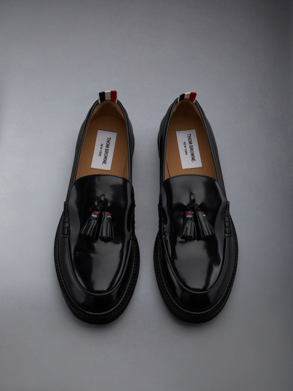 Thom Browne Polished Calf Tassel Women Loafers Black | WML89T58070