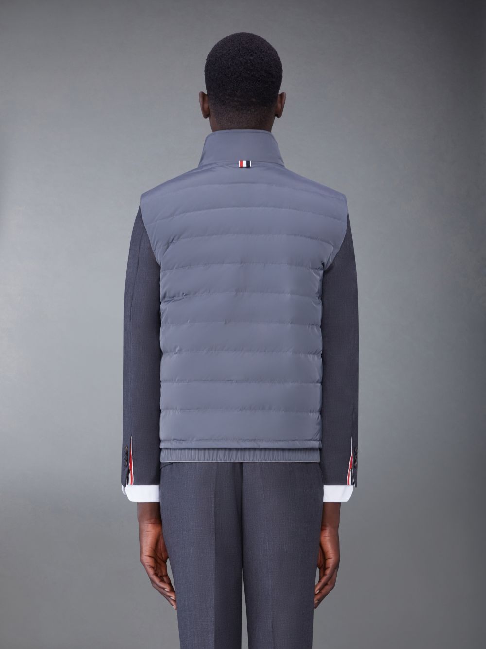 Thom Browne Poly Twill 4-Bar Down Ski Men Vest Grey | XOM12B72183