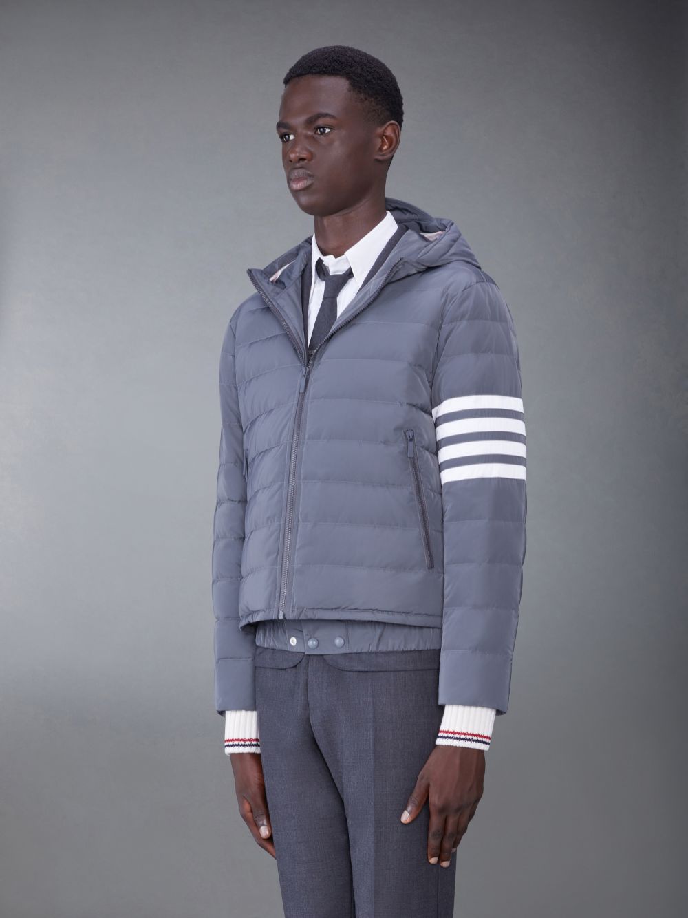 Thom Browne Poly Twill 4-Bar Down Ski Men Jackets Grey | VKU15J54054