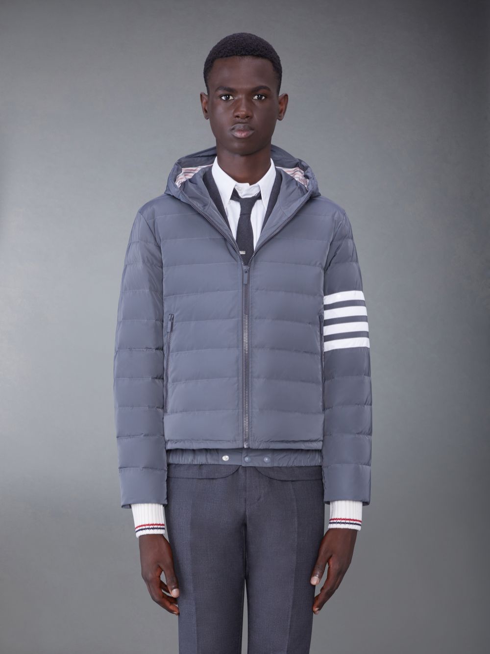 Thom Browne Poly Twill 4-Bar Down Ski Men Jackets Grey | VKU15J54054