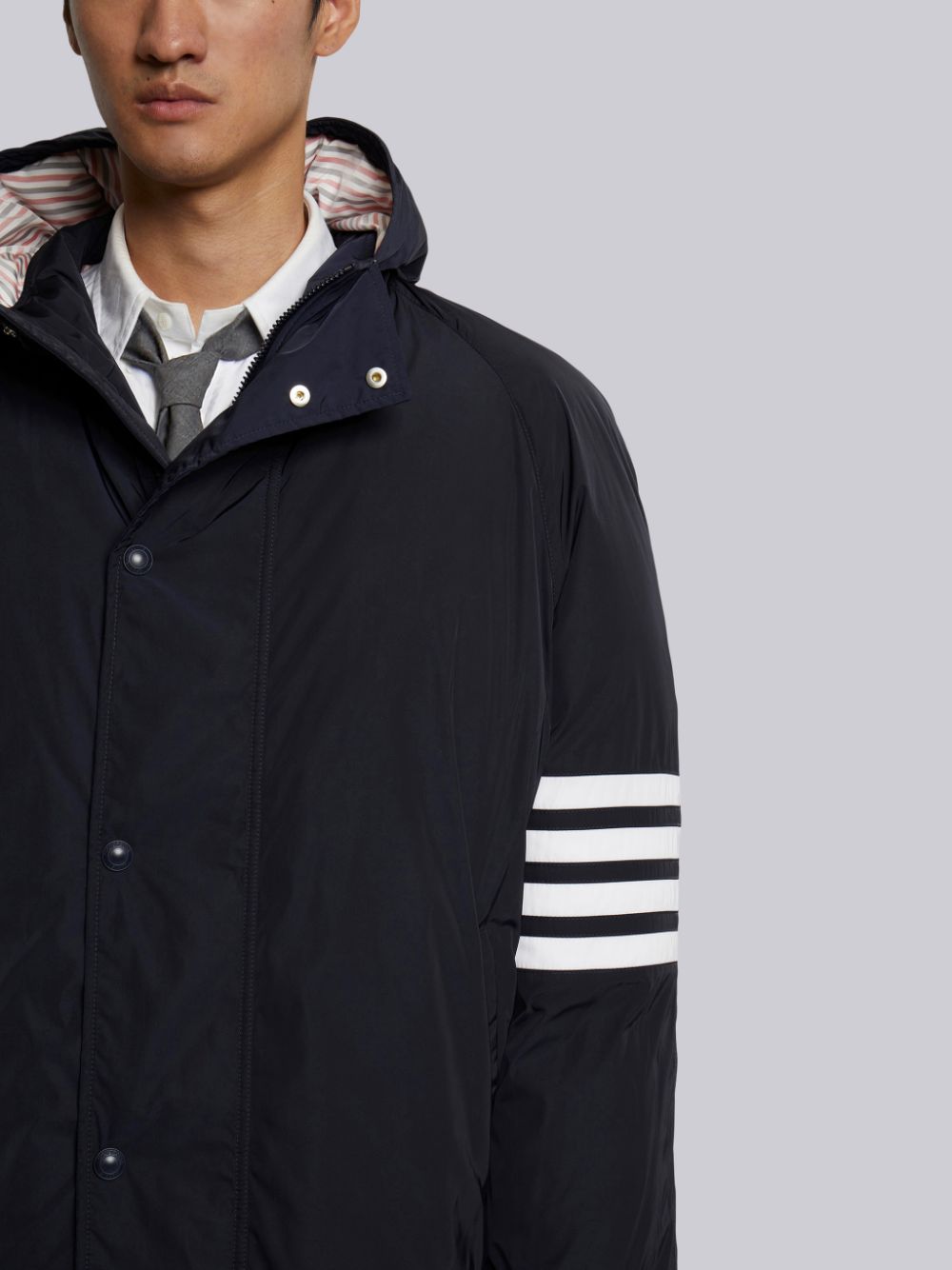 Thom Browne Poly Twill 4-bar Sideline Football Men Parka Navy | VYI36H12353