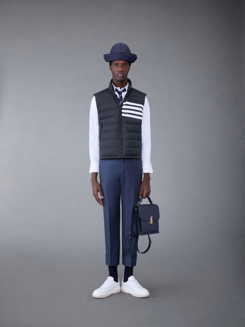 Thom Browne Poly Twill Down 4-Bar Ski Men Vest Grey | FXO21Y46088