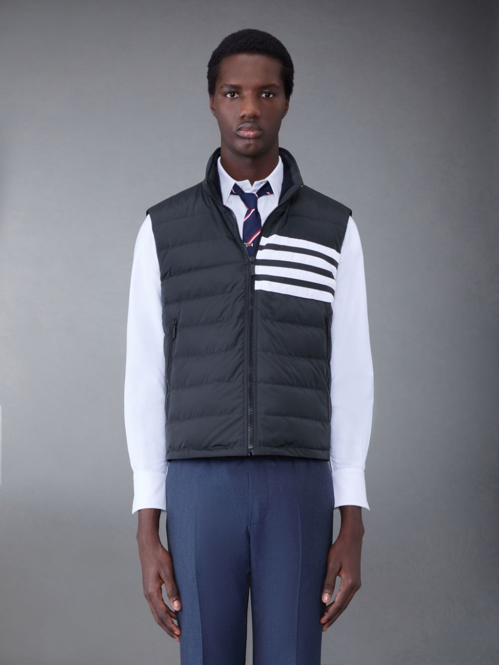 Thom Browne Poly Twill Down 4-Bar Ski Men Vest Grey | FXO21Y46088