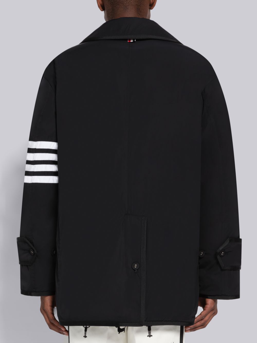 Thom Browne Poly Twill Down Filled 4-Bar Oversized Pea Men Coats Black | TVU45K35792