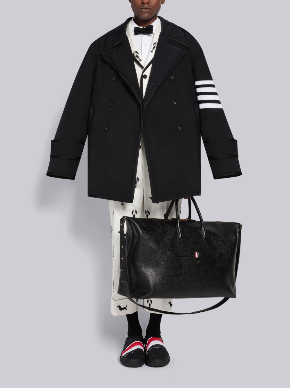 Thom Browne Poly Twill Down Filled 4-Bar Oversized Pea Men Coats Black | TVU45K35792