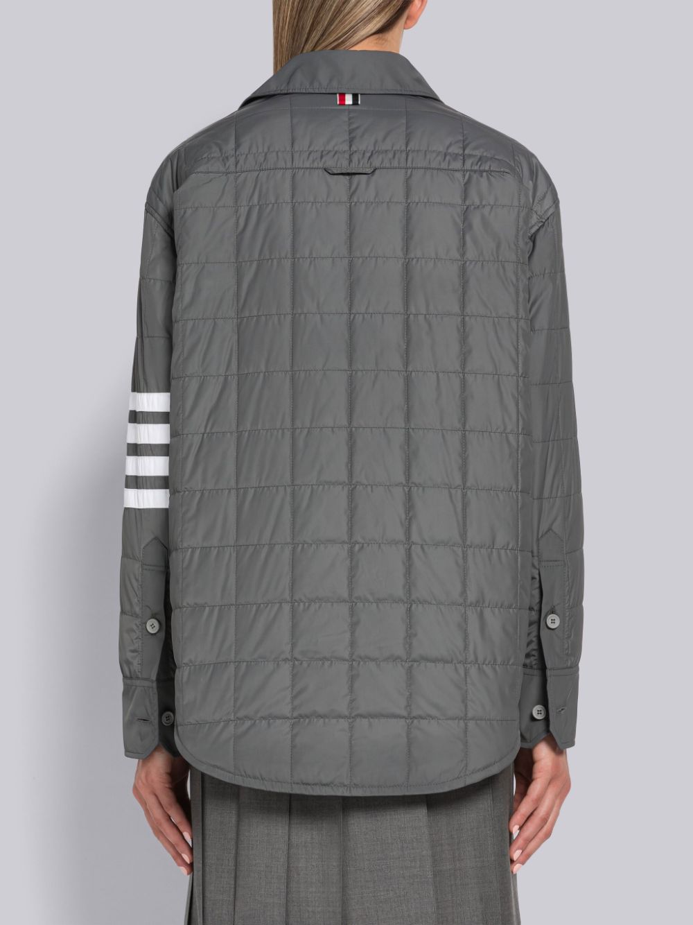 Thom Browne Poly Twill Quilted Tech Down 4-Bar Shirt Women Jackets Grey | NRK70L29335