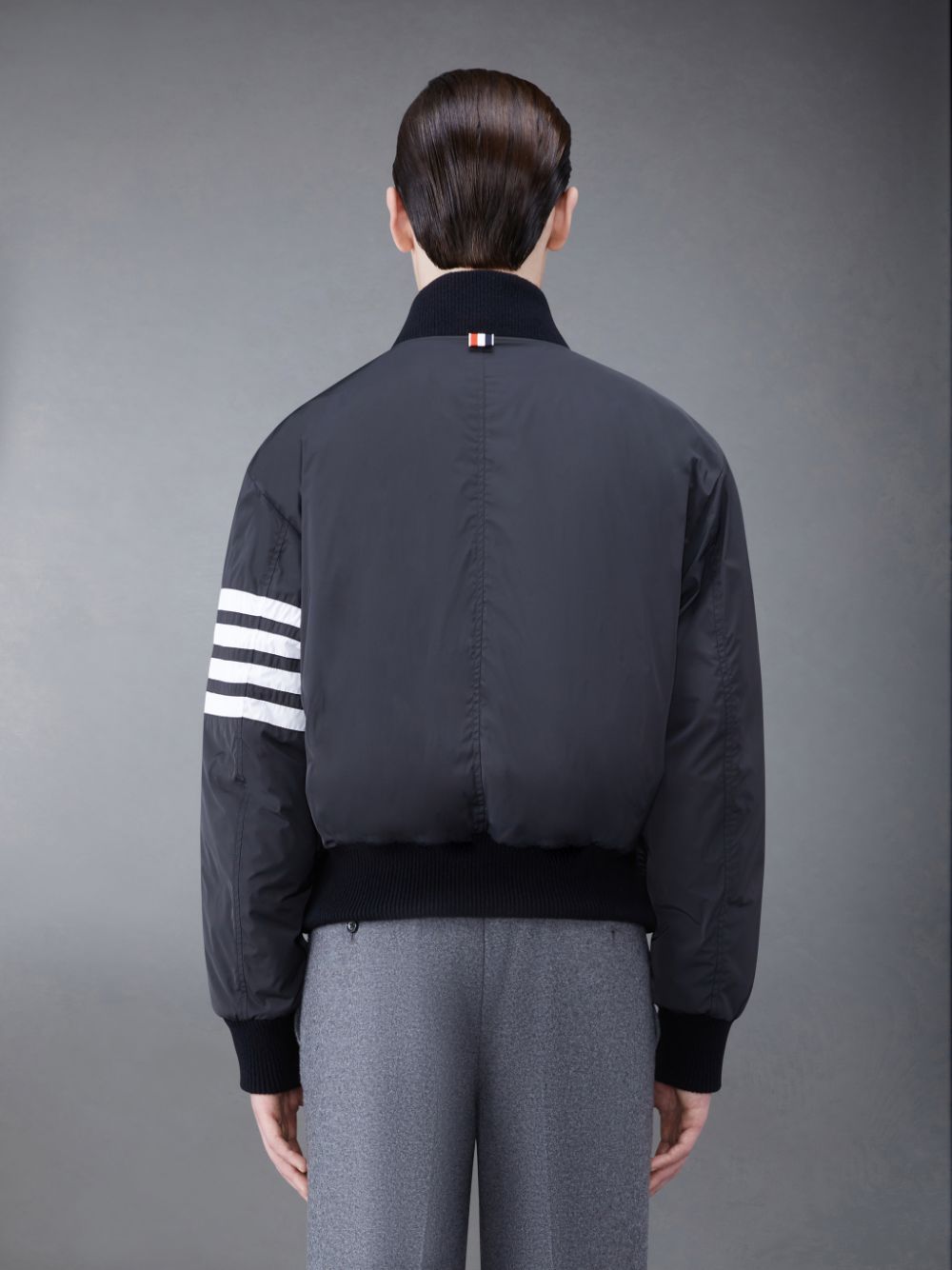 Thom Browne Poly Twill Rib 4-Bar Down Oversized Blouson Men Jackets Grey | WOE14J74852