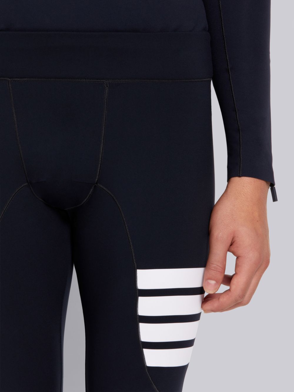 Thom Browne Polyamide Stretch Interlock 4-Bar Stripe Compression Men Tight Navy | QNN39E43058