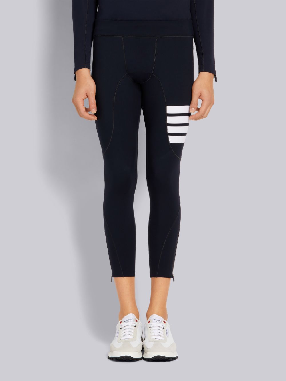 Thom Browne Polyamide Stretch Interlock 4-Bar Stripe Compression Men Tight Navy | QNN39E43058