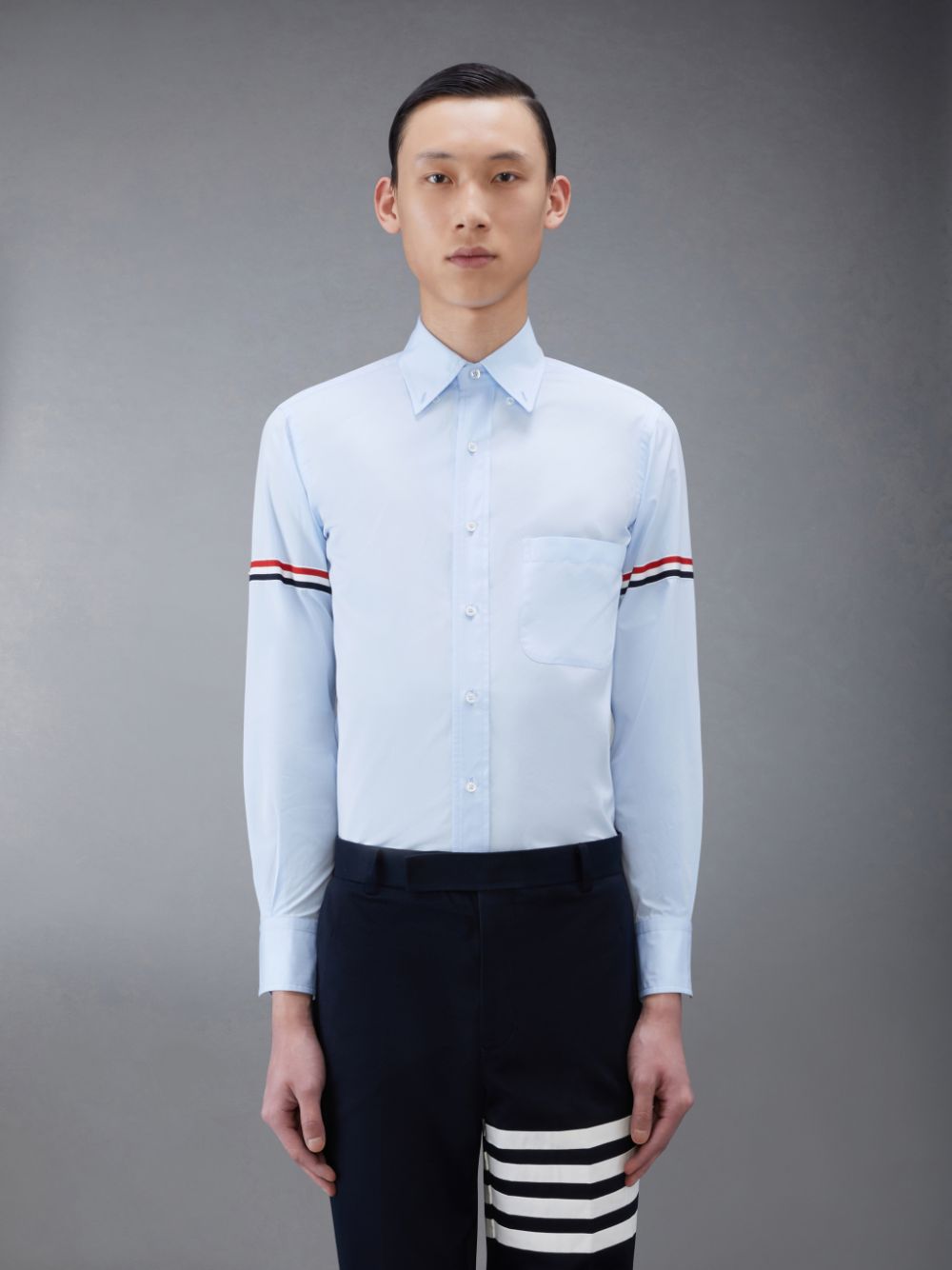 Thom Browne Poplin Armband Classic Men Shirts Blue | HVT92Q31309