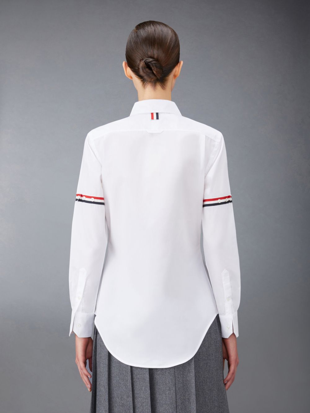 Thom Browne Poplin Armbands Classic Round Collar Women Shirts White | ZSZ00B60172