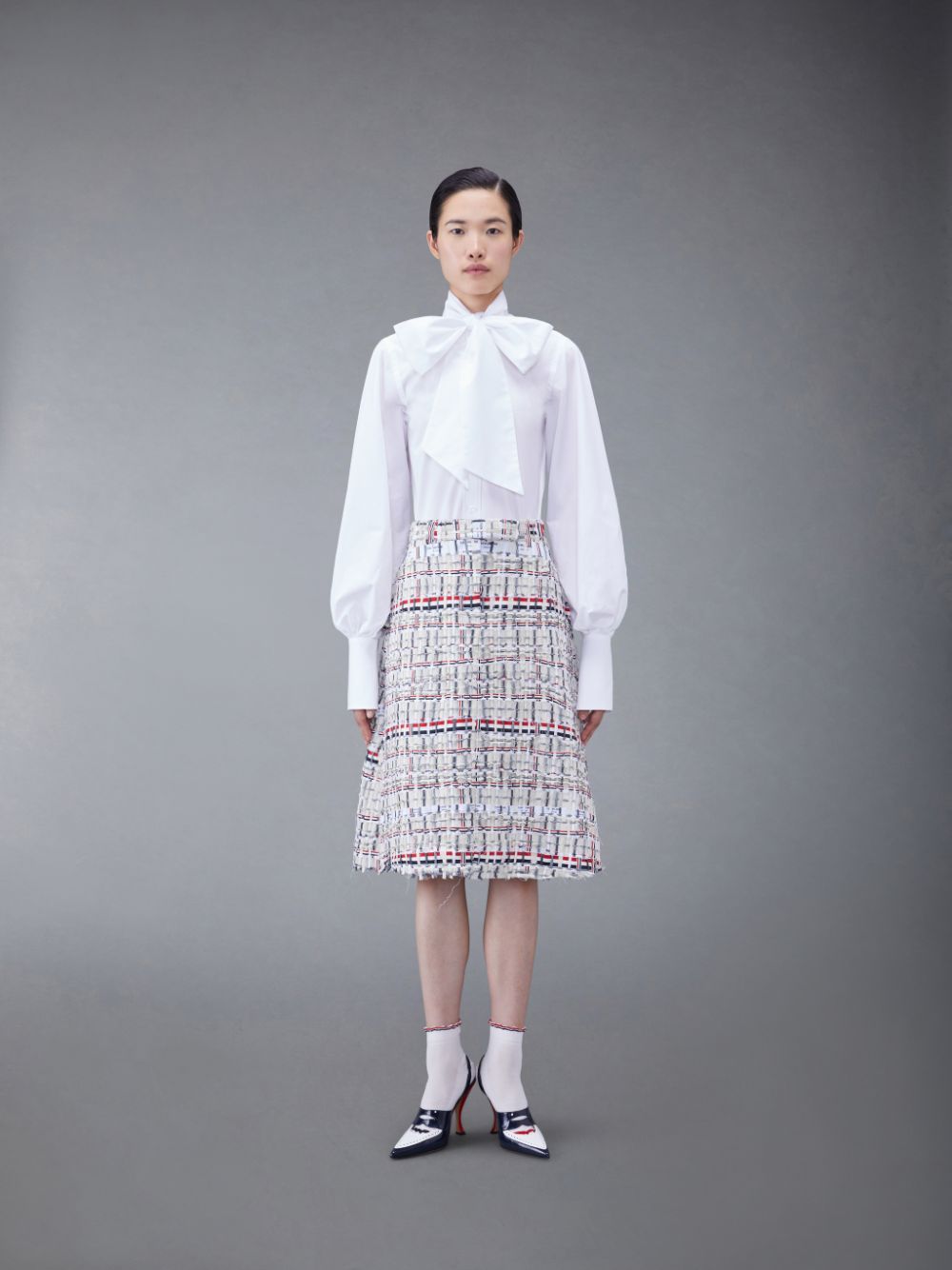 Thom Browne Poplin Classic Bow Women Shirts White | IDX90L07187