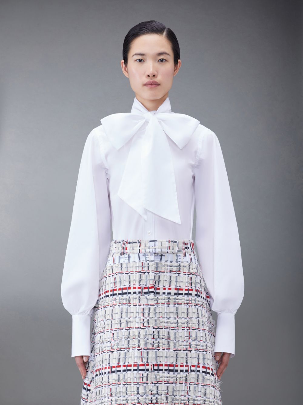 Thom Browne Poplin Classic Bow Women Shirts White | IDX90L07187