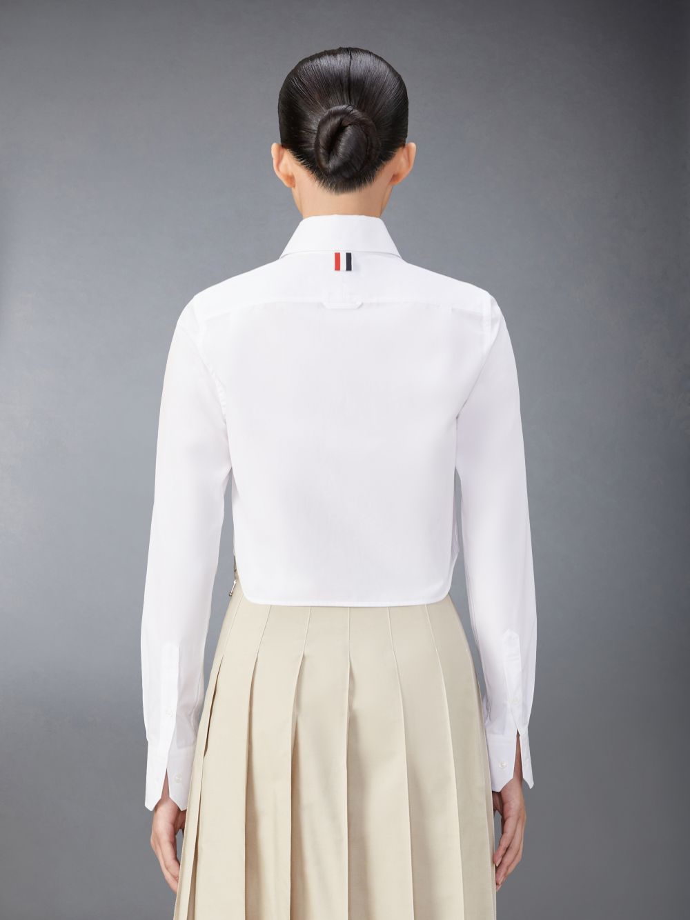 Thom Browne Poplin Classic Round Collar Cropped Women Shirts White | MIG92Z52648