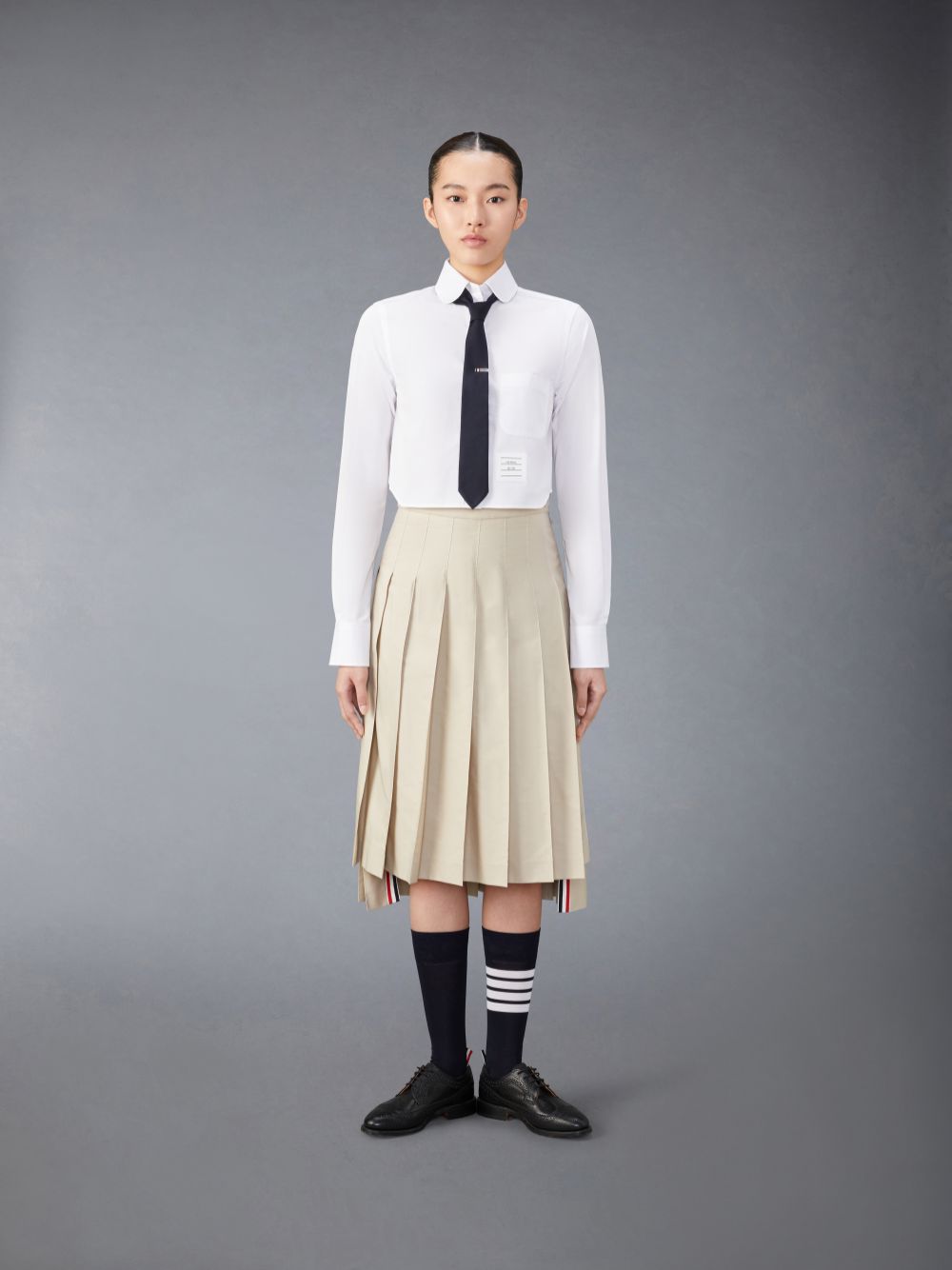 Thom Browne Poplin Classic Round Collar Cropped Women Shirts White | MIG92Z52648