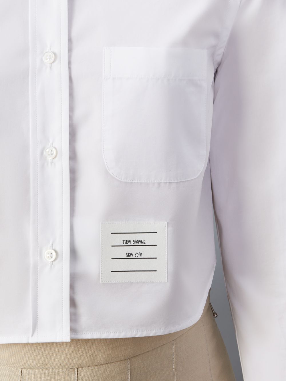 Thom Browne Poplin Classic Round Collar Cropped Women Shirts White | MIG92Z52648